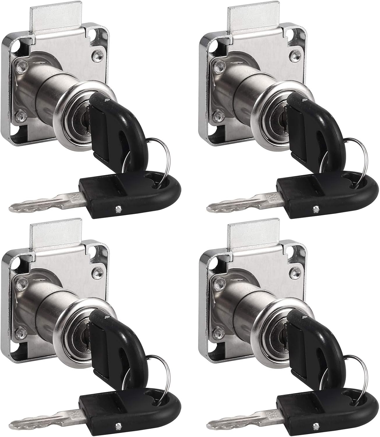 Tanice 4 Pack Furniture Security Lock Zinc Alloy Cylinder Cupboard Drawer Lock with 8 Keys for Door Cabinet Mailbox Drawer Cupboard Household Office