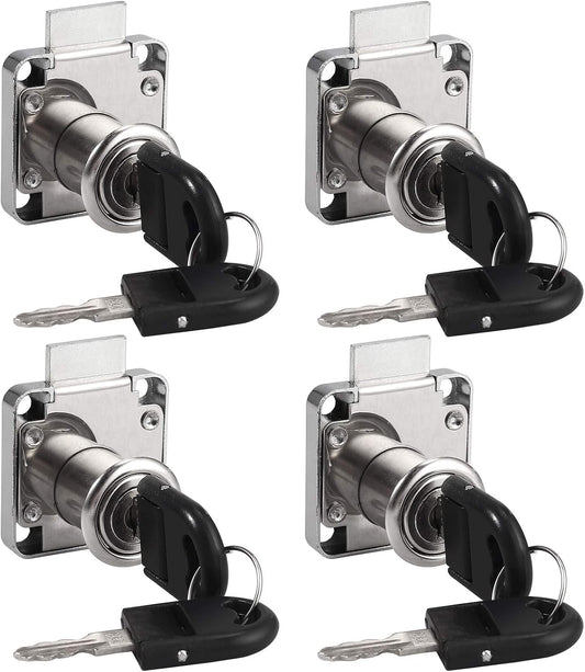 Tanice 4 Pack Furniture Security Lock Zinc Alloy Cylinder Cupboard Drawer Lock with 8 Keys for Door Cabinet Mailbox Drawer Cupboard Household Office