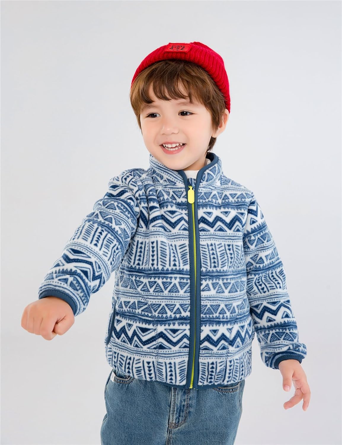 Kids Printed Polar Fleece Jacket Toddler Baby Boys Girls Autumn Winter Warm Sherpa Lining Outerwear Soft Lightweight