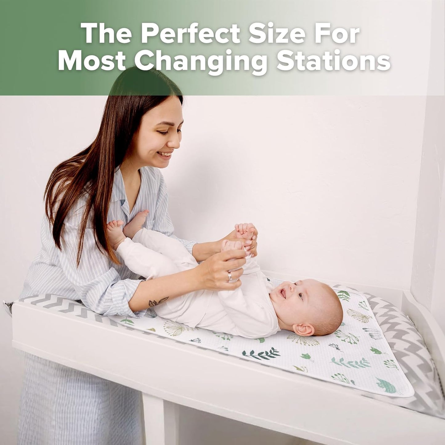 haakaa Waterproof Changing Pad Liners, 100% Cotton, Soft & Breathable (1pc, 19.5" x 27.5" Spring Breeze)