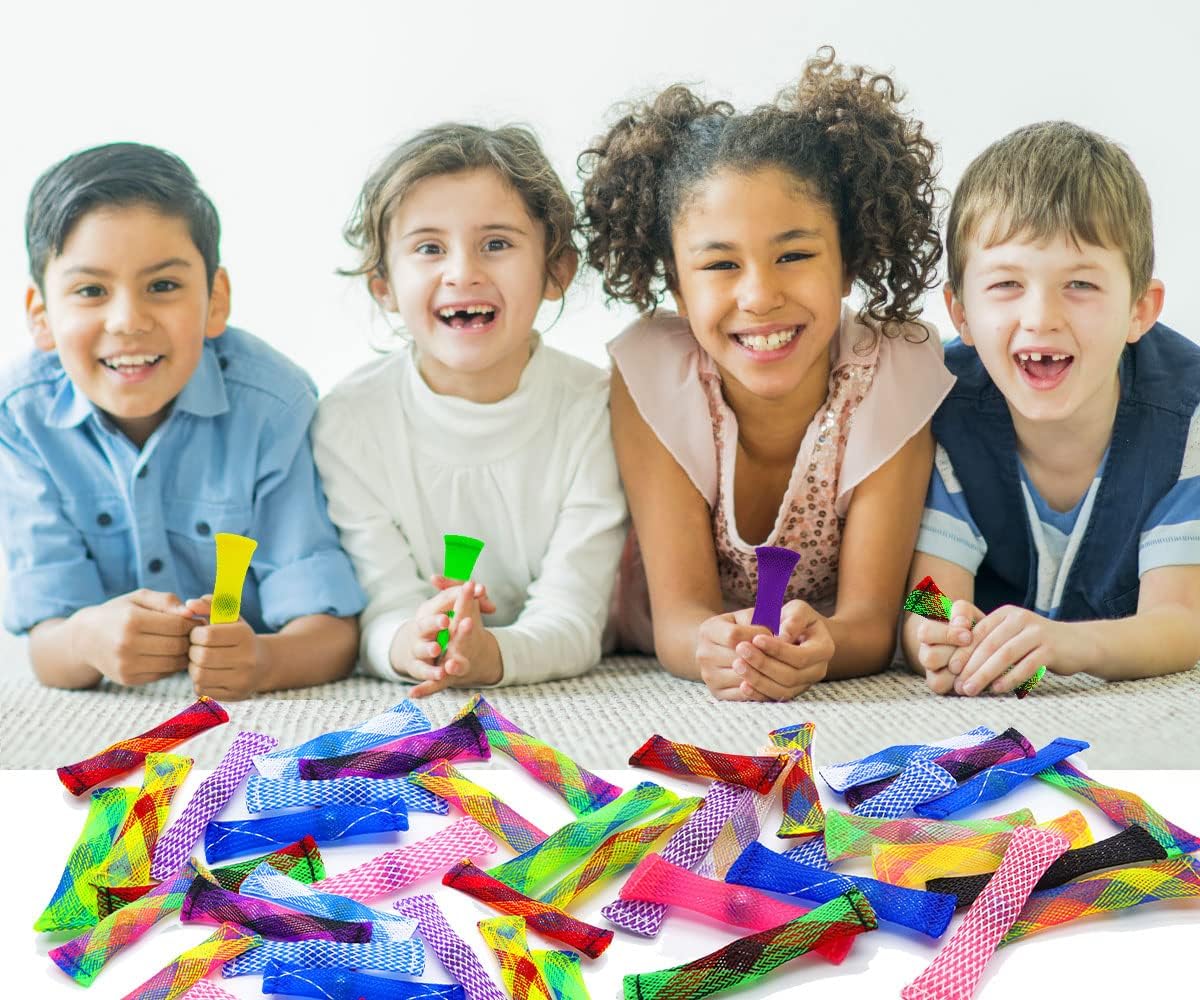 100 Pack Marble Mesh Fidget Toys,Fidget Toy Mesh and Marble Stress Relieve and Anxiety for Children and Adults, Stress Relieve Toy, Focus Enhance