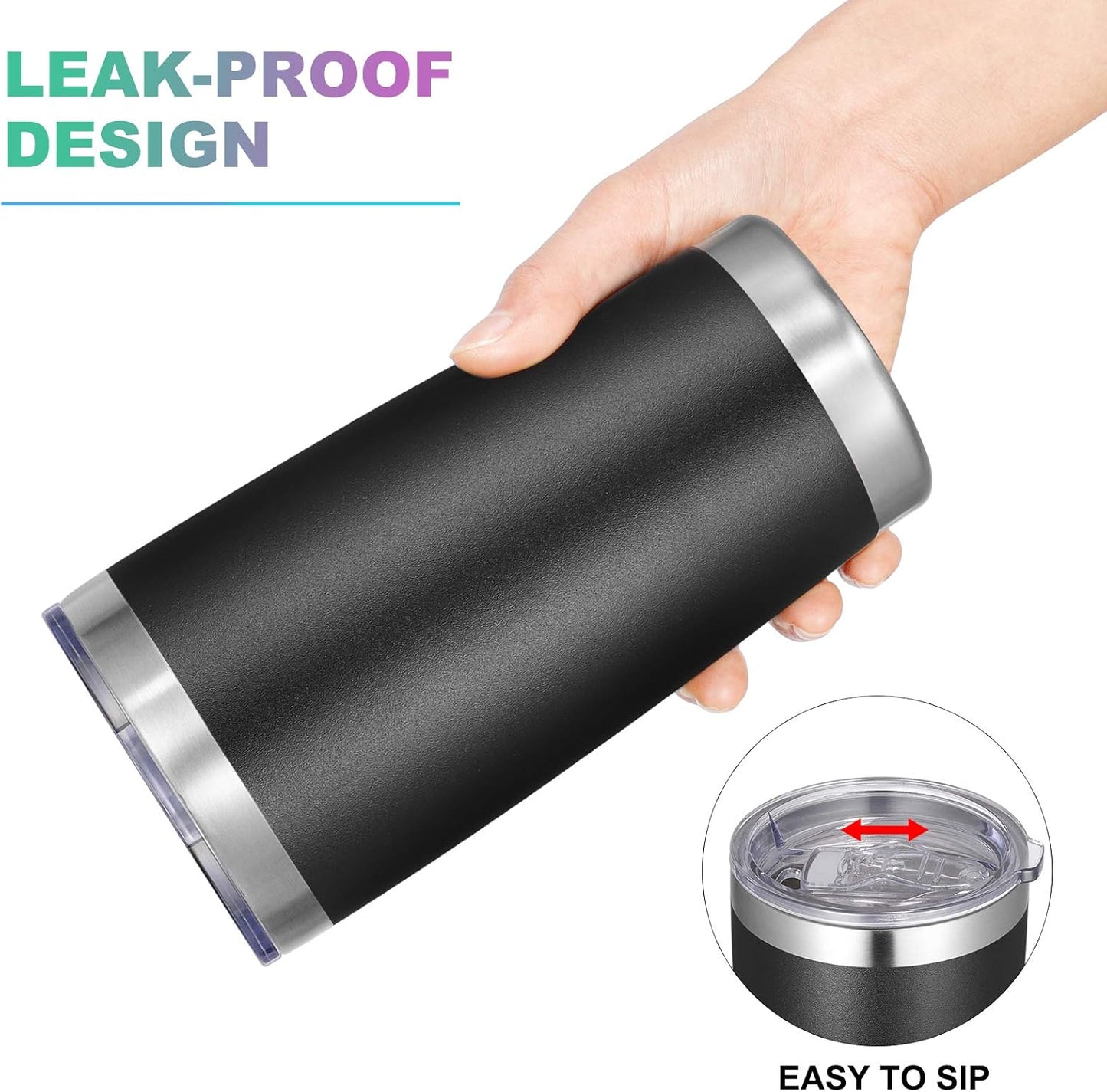 VEGOND 20oz Tumbler with Lid and Straw Stainless Steel Tumbler Cup Bulk Vacuum Insulated Double Wall Travel Coffee Mug Powder Coated Coffee Cup, Black 12 Pack