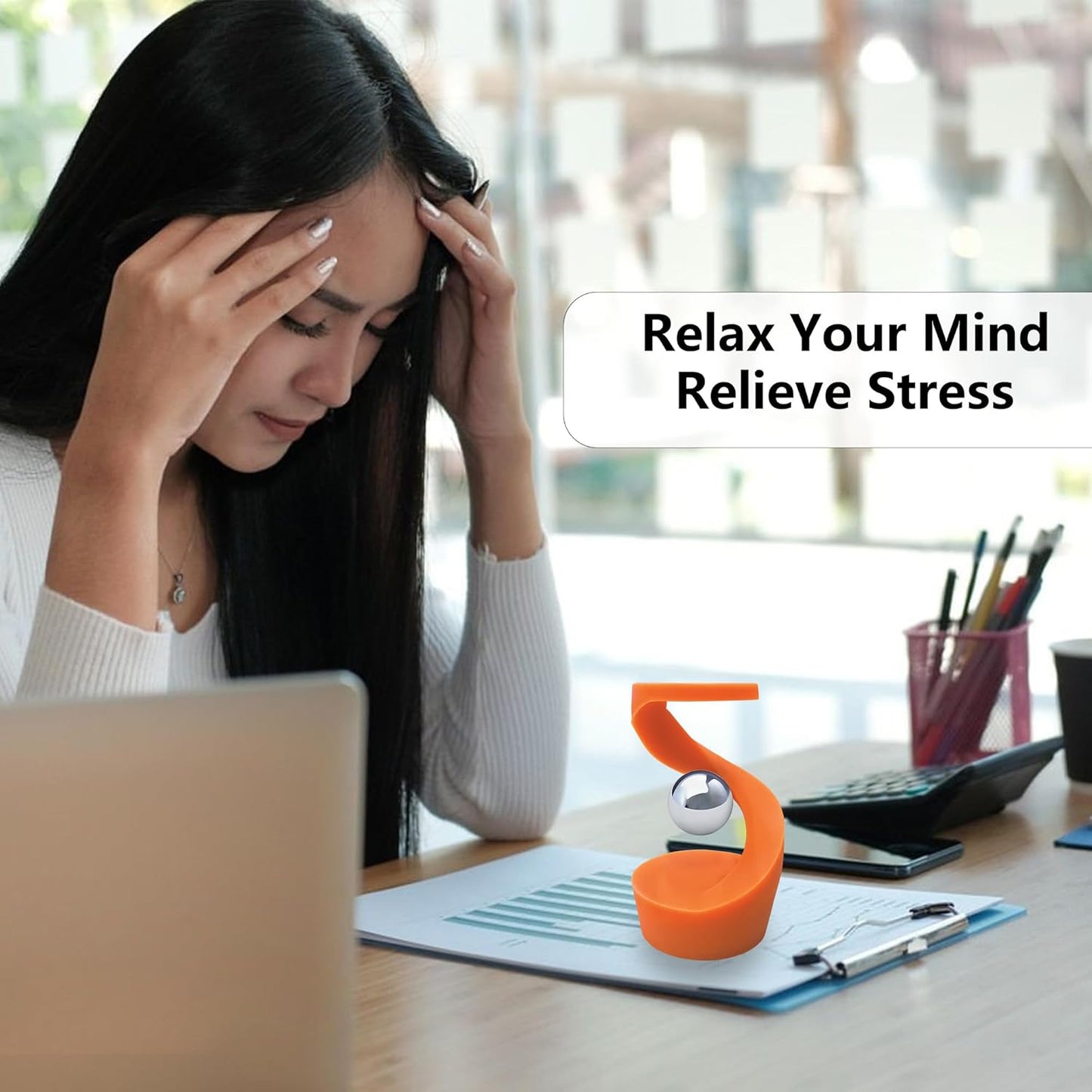 Kinetic Spinning Desk Toys,Rotating Left and Right,with a Unique Visual Illusion,Keep Focus,Relieve Stress,Executive Desk Toy Gifts for Adult Teen Children-Orange