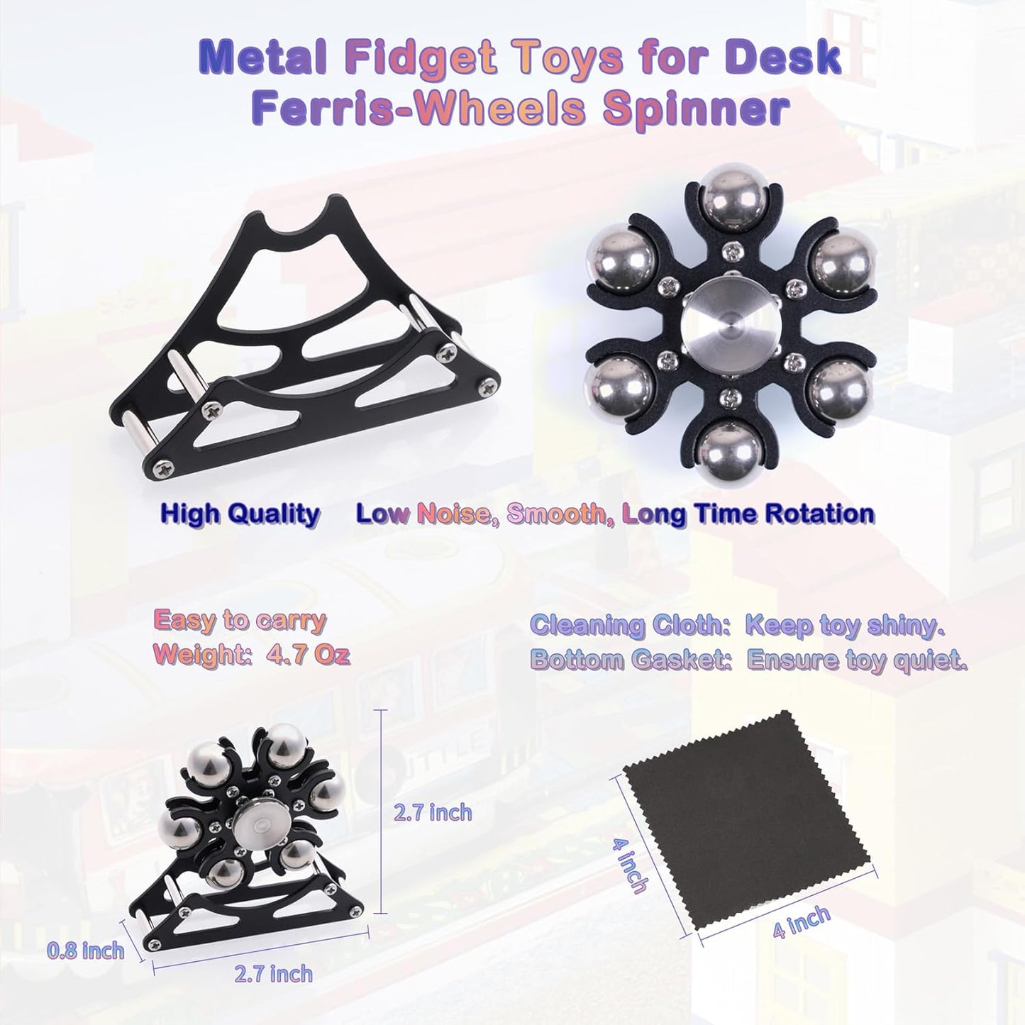 Desk-Fidget-Toys for Ferris-Wheels-Spinner: Metal Kinetic-Spinner 4mins, Cool-Gadgets for Kid Children Teen Adult EDC-Toy, ADHD Tools Cool-Stuff Stress Relief Gift for Office Home School Christmas