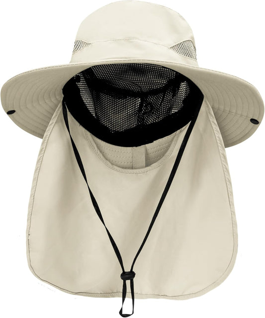 PFFY Sun Bucket Hats for Men Women 3” Wide Brim UPF 50+ Fishing & Beach Hat