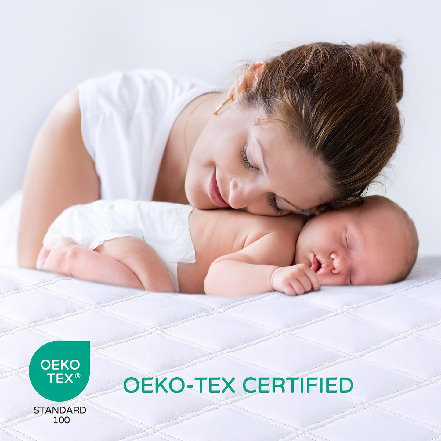 Yoofoss Waterproof Crib Mattress Protector, Quilted Crib Mattress Pad Cover Ultra Soft and Breathable, Machine Washable Toddler Mattress Protector for Standard Baby Crib Size 52''x28''