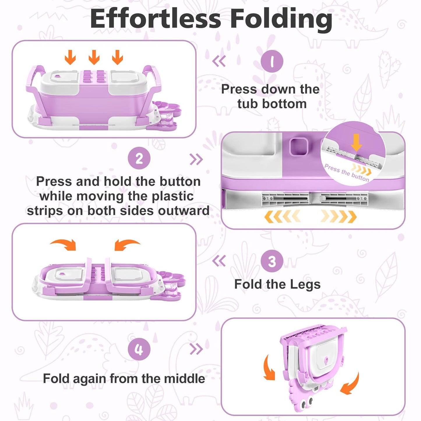 TPN Collapsible Baby Bathtub, Baby Bath Tub with Soft Cushion & Real-Time Thermometer, Baby Bathtub Infant to Toddler Tub (0-36 Months), Portable Newborn Travel Bath tub