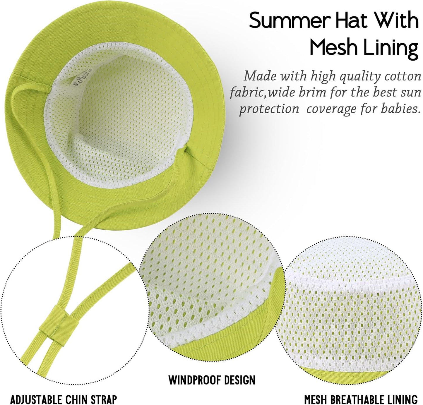 JANGANNSA Cotton Baby Sun Hat Infant Toddler Boys Girls Bucket Hats Summer Sun Protection Kids Beach Caps