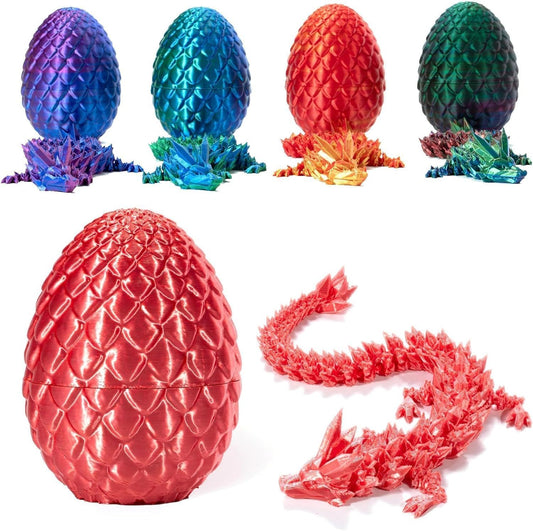 Executive Desk Toys Easter Egg, 3D Printed Dragon, 3D Dragon Eggs with Dragon Inside, Dragon Toy Dragon Egg Fidget Toy, Fidget Toys for Autism/ADHD (Silk Red)
