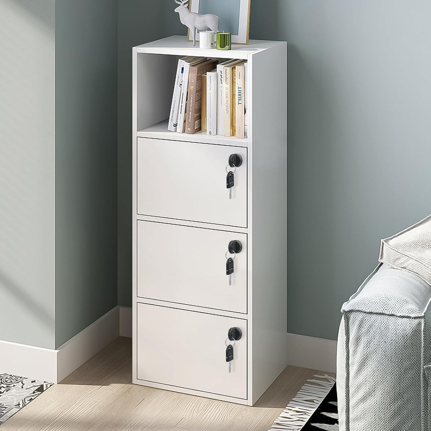 Tanice 4 Pack Furniture Lock Zinc Alloy Cam Security Lock Keyed Alike Cylinder Cupboard Drawer Lock with 8 Keys for Door Cabinet Mailbox Drawer Cupboard Household Office, Black