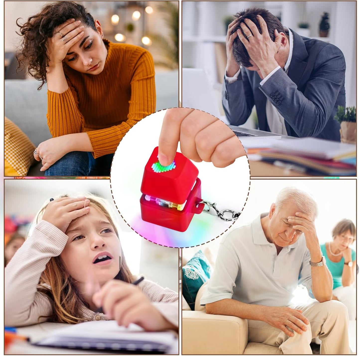 Keyboard Fidget Toys for Adults Keyboard Clicker with LED Light Keychain Fidget Sensory Fun Toys for Anxiety Decompression (Love, 1P)