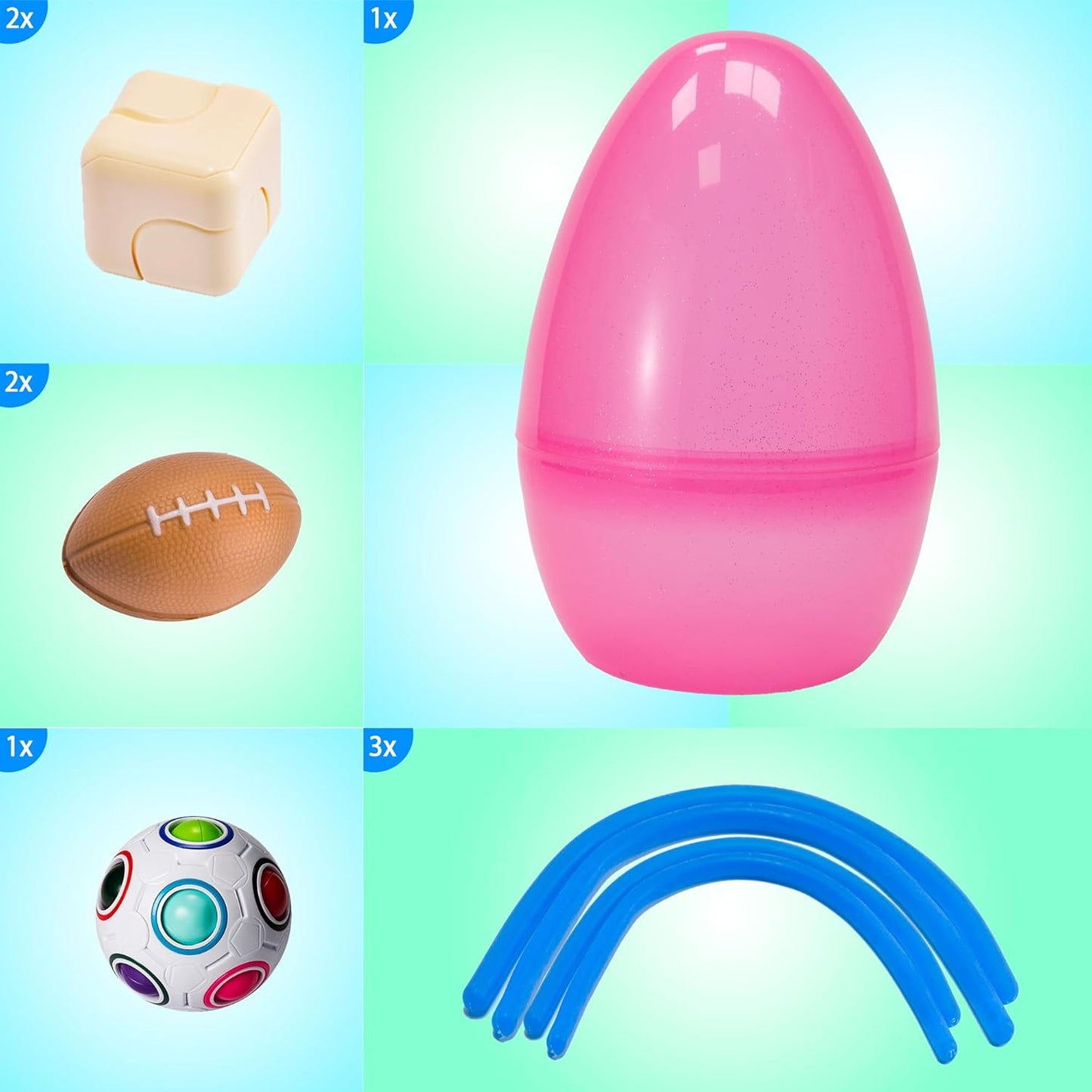 Ganowo Jumbo Easter Eggs Prefilled with 30pcs Fidget Toys,Easter egg Fillers,Basket Stuffers,Classroom Gifts, Egg Hunt Kids Toddler Boys Gifts Party Favors