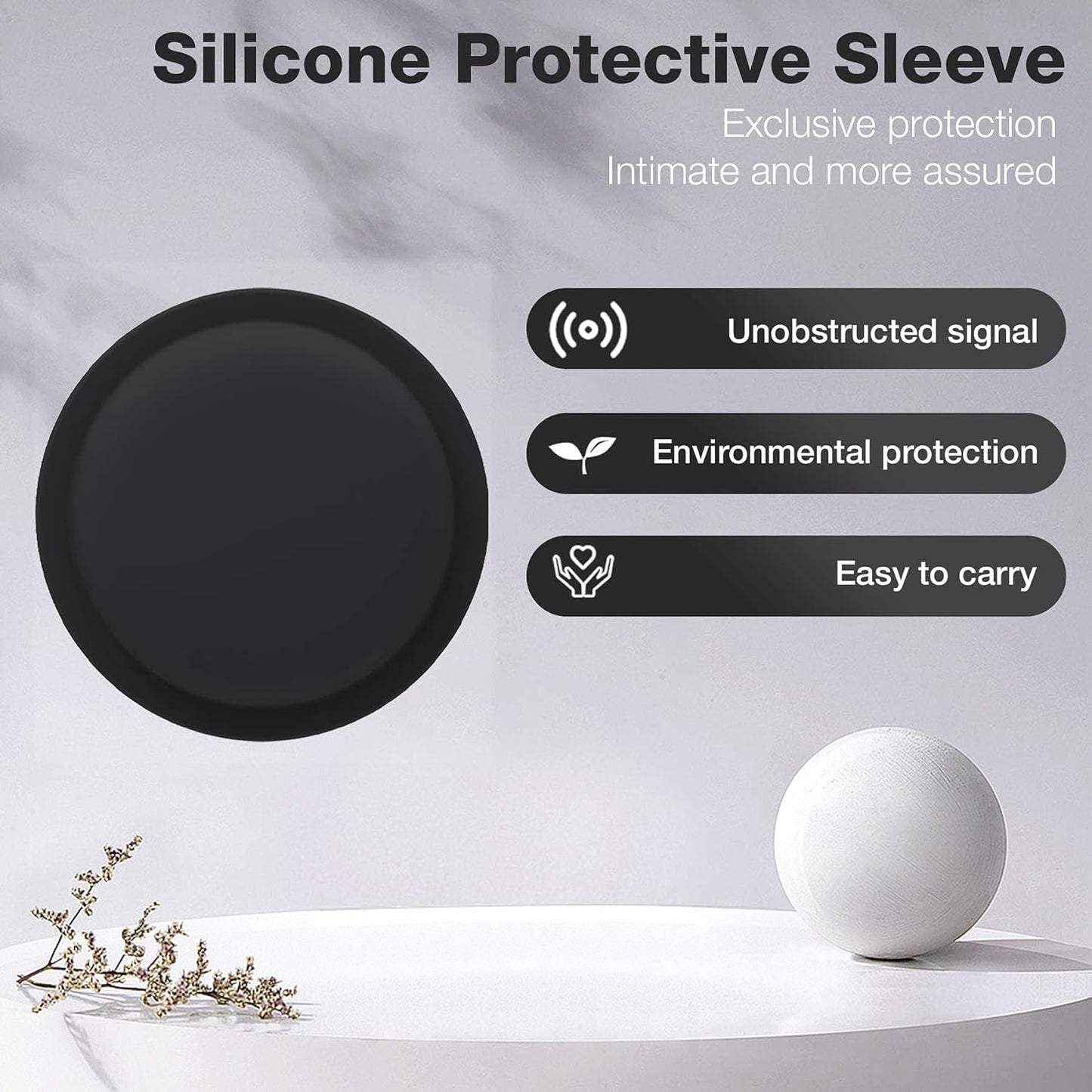 LiZHi Case for Apple Airtag Holder Cover Airtag Sticker Stick on Adhesive Mount Silicone for Tv Remote Car Phone 2 Pack，Black