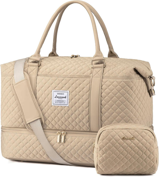 LOVEVOOK Travel Duffle Bag,Weekender Bags for Women with Shoe Compartment，Carry on Overnight Bag with Toiletry Bag,Gym Duffel Bag with Wet Pocket, Hospital Bags for Labor and Delivery