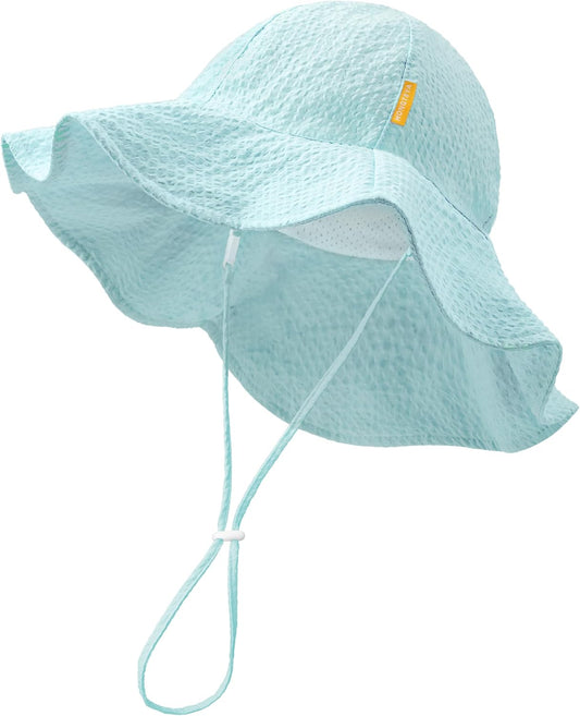 HONGTEYA Baby Sun Hat Toddler Girl Beach Hat Adjustable Outdoor Summer Hat UPF 50+ Sun Protection Wide Brim Infant Kids