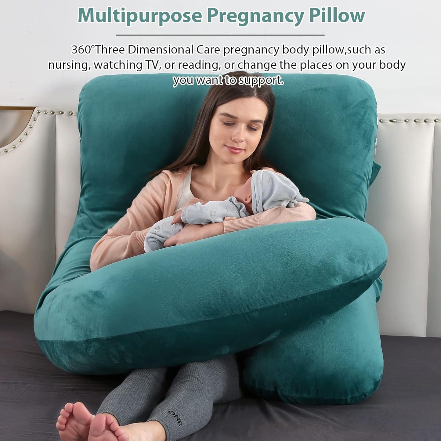 BATTOP Pregnancy Pillows for Sleeping,Full Body Maternity Pillow with Removable Cover,Support for Back,HIPS,Legs,Belly for Pregnant Women,Pregnancy Must Haves