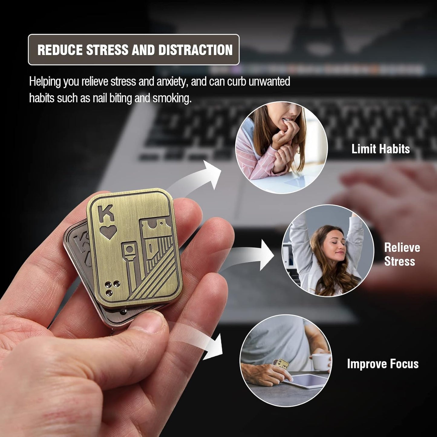 Metal Fidget Toys, EDC Fidget Slider, Poker Push Card, Cool Office Toy for Men, Anxiety Autism ADHD Gifts for Adults Teens, Valentine's Day Gift