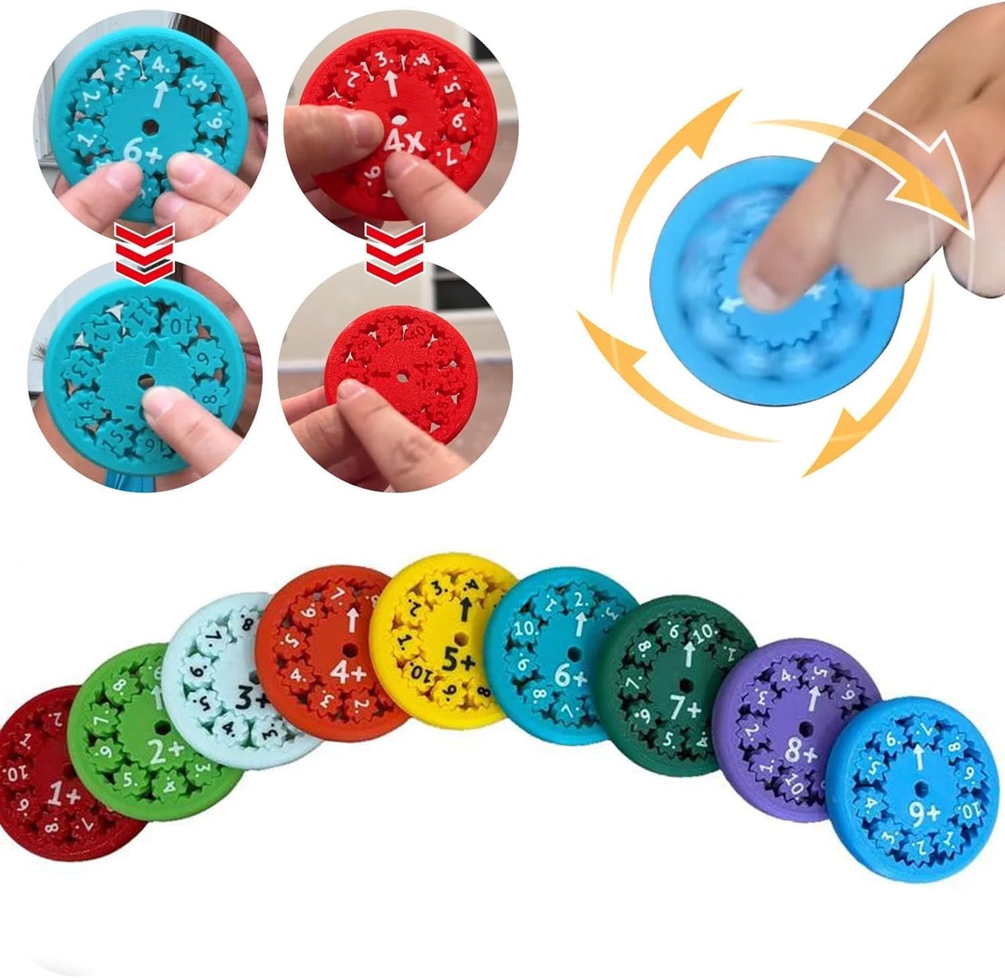 Math Fidget Spinners,Educational Math Fact Fidget Spinners - Learn Division & Multiplication - Perfect for Stimmers & Fidgeters (Add Or Subtract 9pcs)