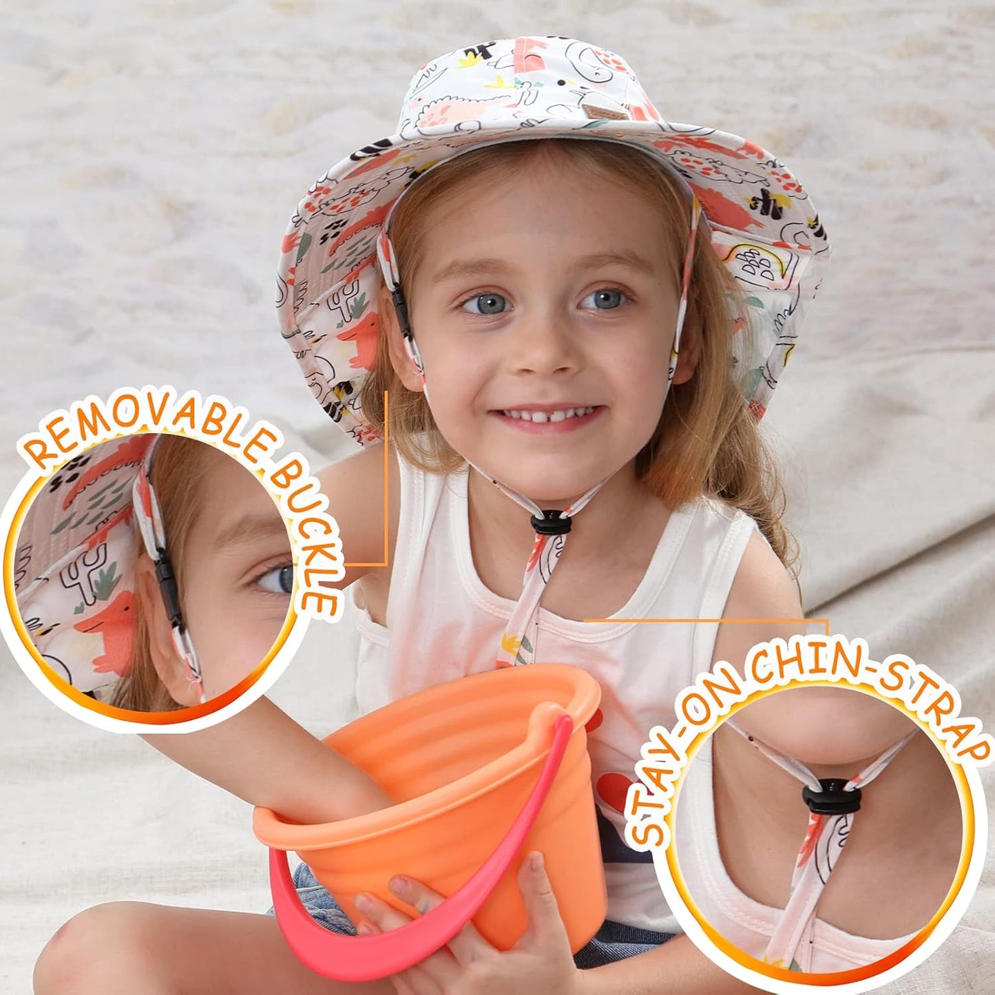 XIAOHAWANG Girls Sun Hat Baby Beach Hats Boys UPF 50+ Kids Summer Protection Cap Toddler Breathable Caps Wide Brim Neck Flap