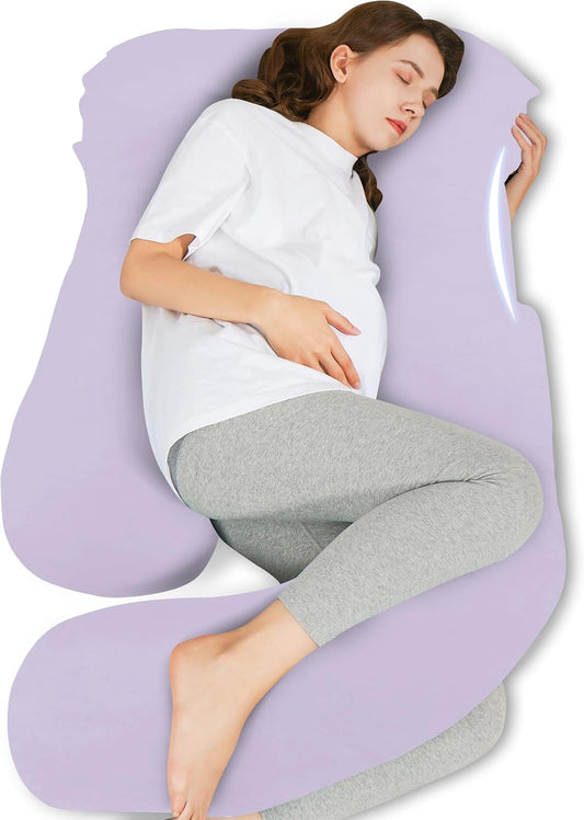 HIPHOP PANDA U-Shaped Pregnancy Pillow for Sleeping - Full Body Maternity Support Pillow with Removable Cover - Comfort for Back, HIPS, Legs, Belly - 57 Inch for Pregnant Women, Purple