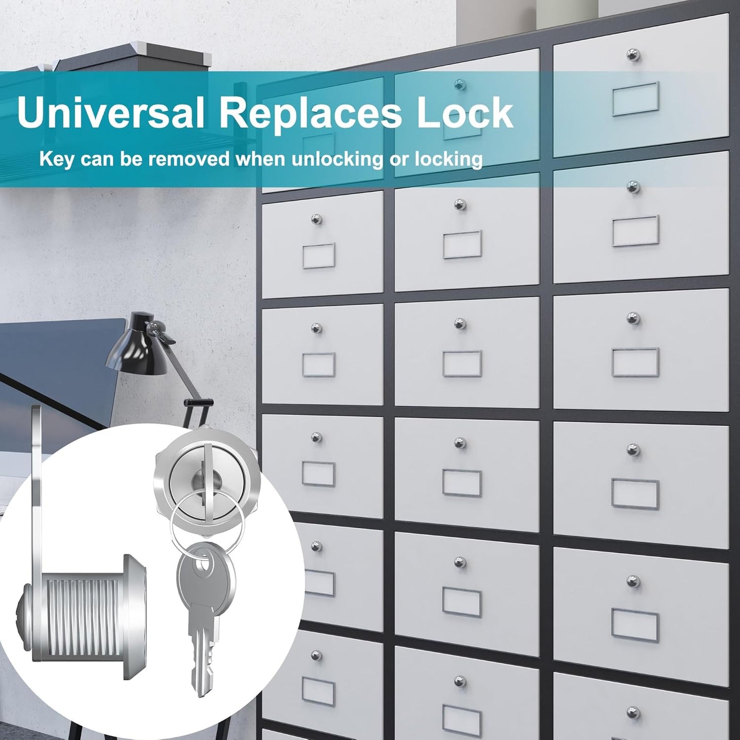 3 Pcs Cabinet Locks with Keys, 5/8 Inch Cam Lock Keyed Alike, RV Lock for RV Storage Door, Cabinets and Drawer, Toolbox Locks with Keys, Zinc Alloy