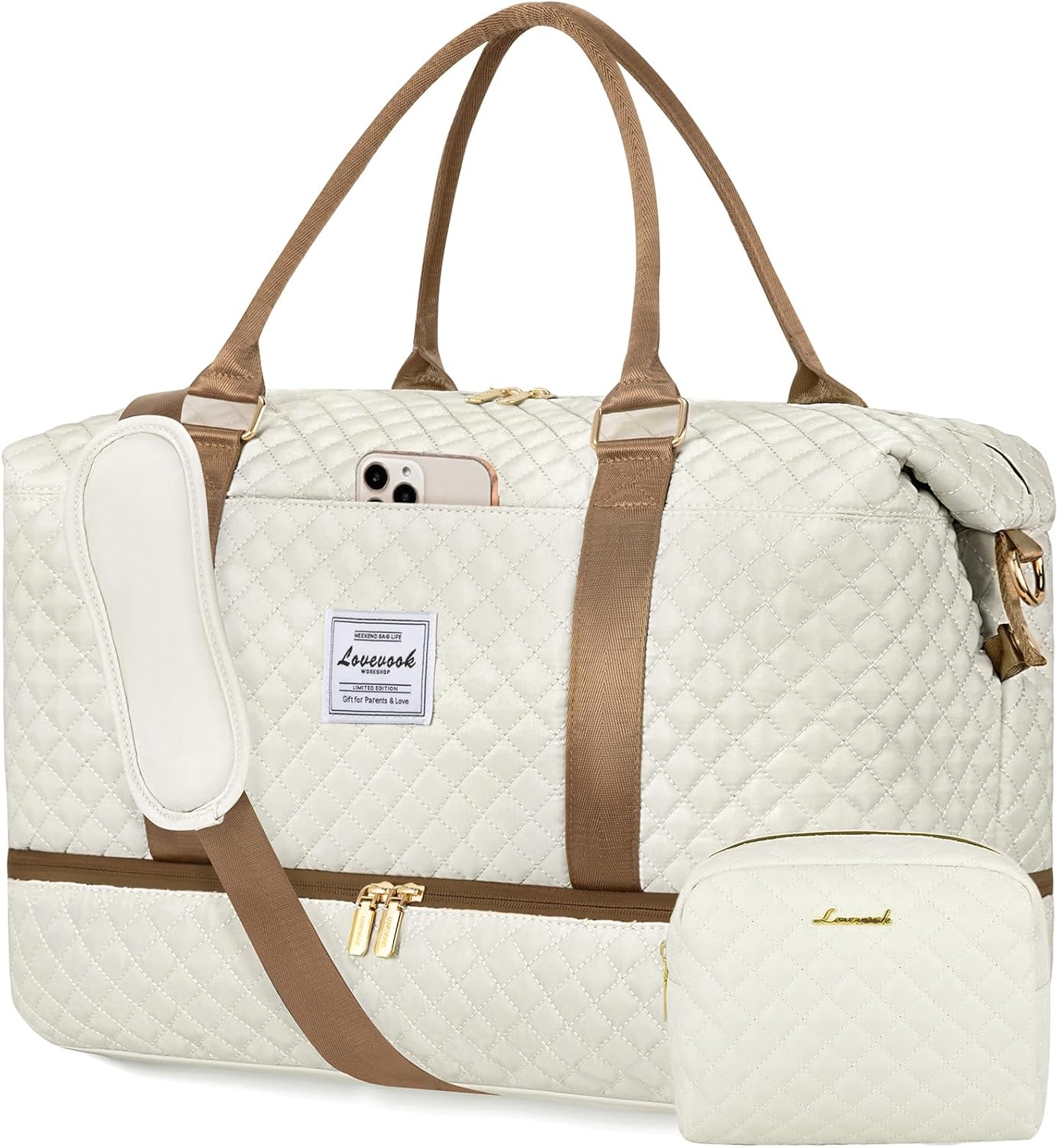 LOVEVOOK Travel Duffle Bag,Weekender Bags for Women with Shoe Compartment，Carry on Overnight Bag with Toiletry Bag,Gym Duffel Bag with Wet Pocket, Hospital Bags for Labor and Delivery
