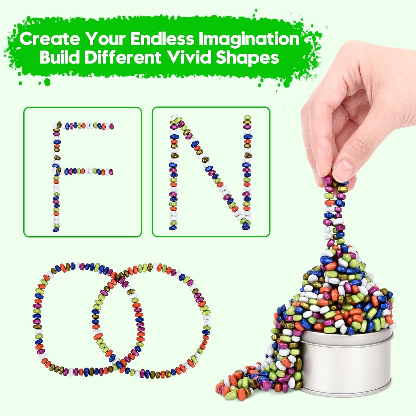 Fidget Toys Adults, Magnetic Balls, Stress Anxiety Relief Cool Gadgets, Mini Ferrite Putty Sensory Toys, Magnet Desk Toys in Office, Magnetic Beads Fidget Toys for Adults (Rainbow Color, 500 PCS)