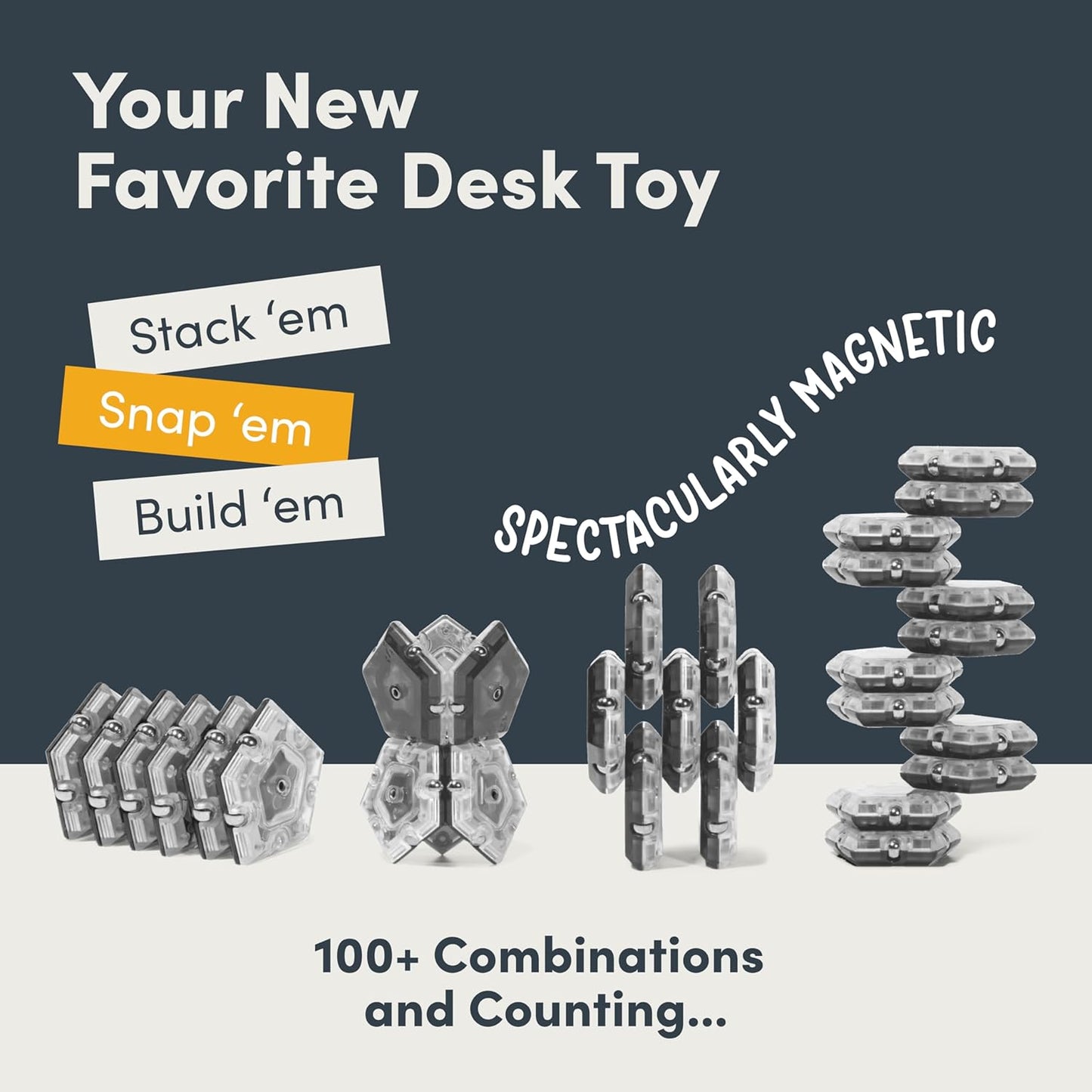 Speks Geode Sphere Magnetic Fidget Toy for Adults | Quiet Adult Sensory Toy for Stress Relief & Anxiety, Office Desk ADHD Tool, Stocking Stuffer & Top Gadget Gift Idea | Slate, 12-Piece Set