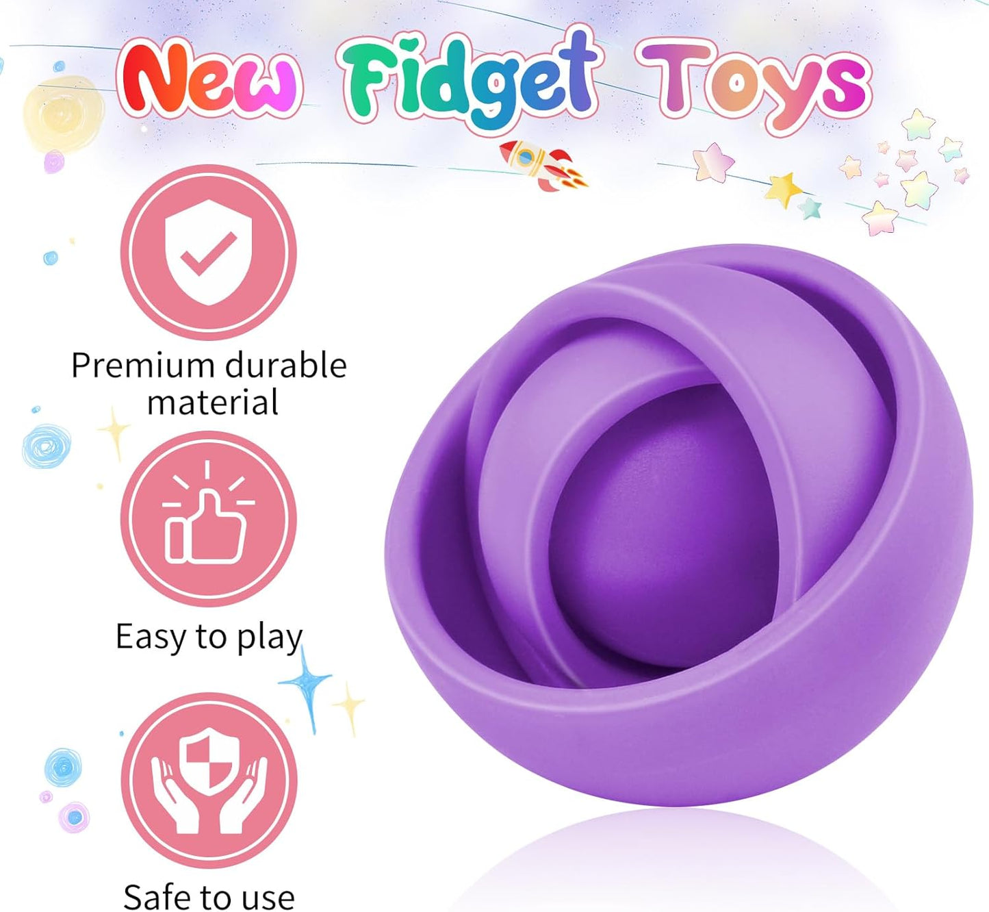 Fidget Toys for Kids, Fidget Stocking Stuffers for Adults, Gifts for Boys Girls Teens Kids Christmas New Year, ADHD Autism Stress Relief Finger Toys Classroom