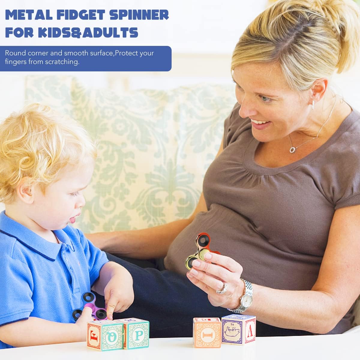 Fidget Spinner 2 Pack, Stress Reduction and Anxiety Relief Hand Spinner Ultra Stainless Steel Bearing, Best Autism Finger Spinner Focus Party Favor Killing Time Toy