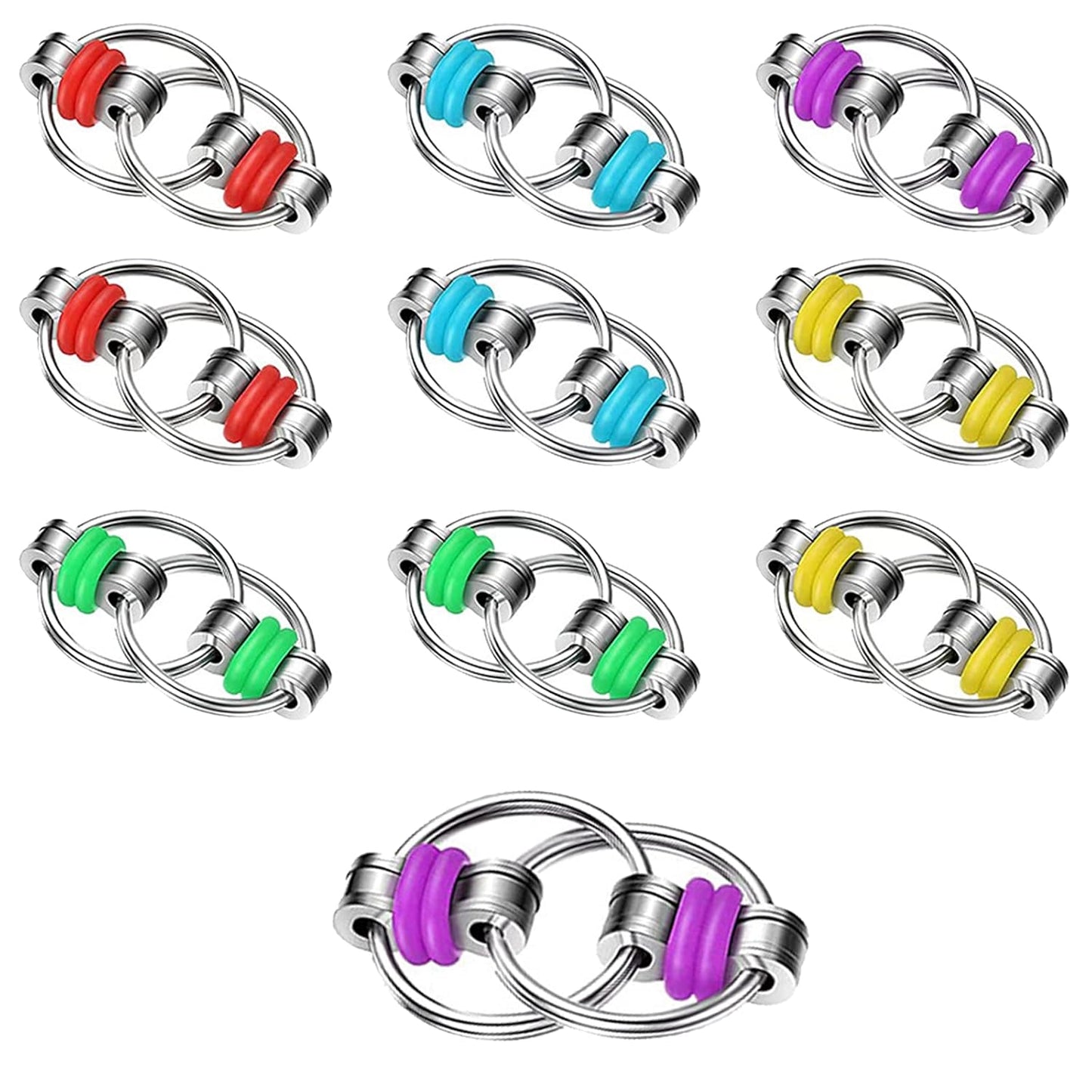 10Pcs Bike Chain Fidget Fidget Chain Pack Fidget Flippy Chains for Anxiety Stress Relief Teens and Adults