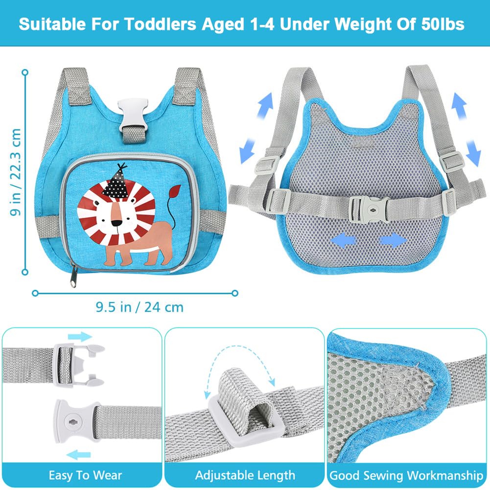 Toddler Harness Leash+ Anti Lost Wrist Link, Accmor Adorable Lion Baby Harness with Leash, Collapsible Child Anti Lost Leash Cute Kid Harness Belt Strap - Keep Kids & Babies Close While Walking