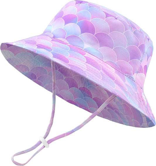 Baby Sun Hat Kids Summer UPF 50+ Toddler Bucket Hat Wide Brim Adjustable Beach Hats for Boys Girls Age 0-6 Years