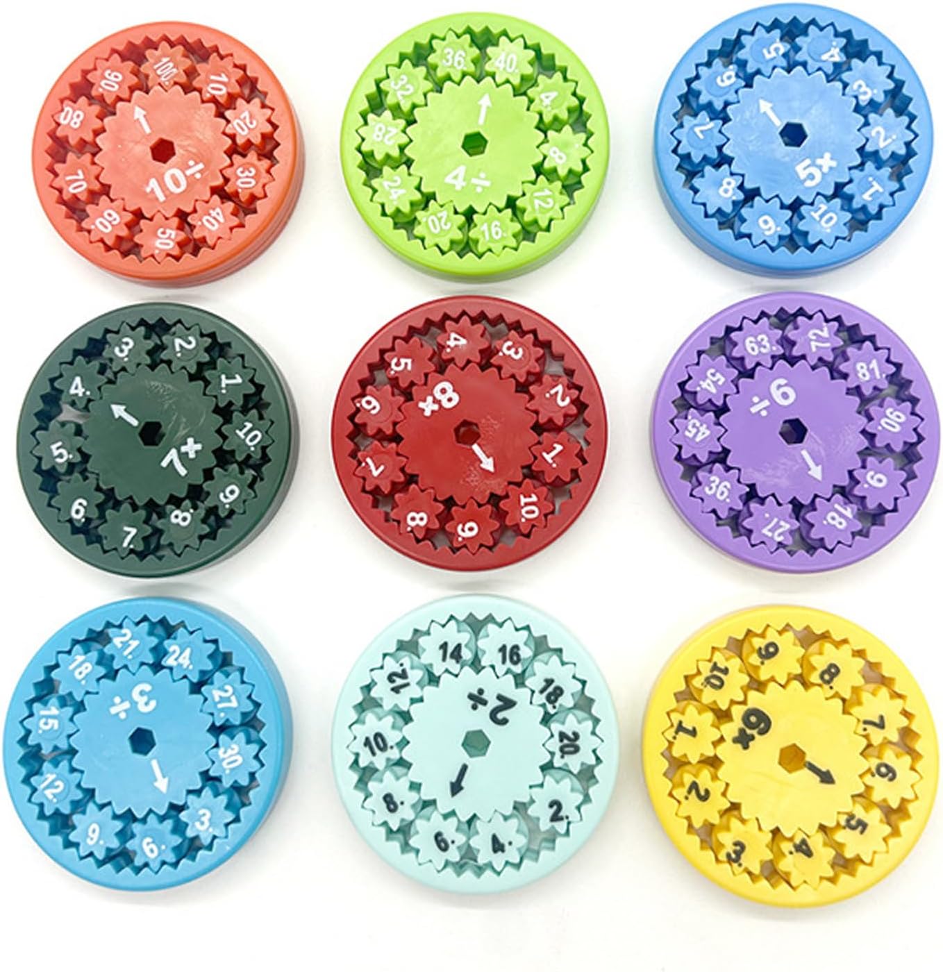 Math Fidget Spinners, Math Fact Fidget Spinners, Division and Multiplication on One Fidget, Math Fidget Toy, Fidgeters Who are Learning Math (Multiply Or Divide 9pcs)
