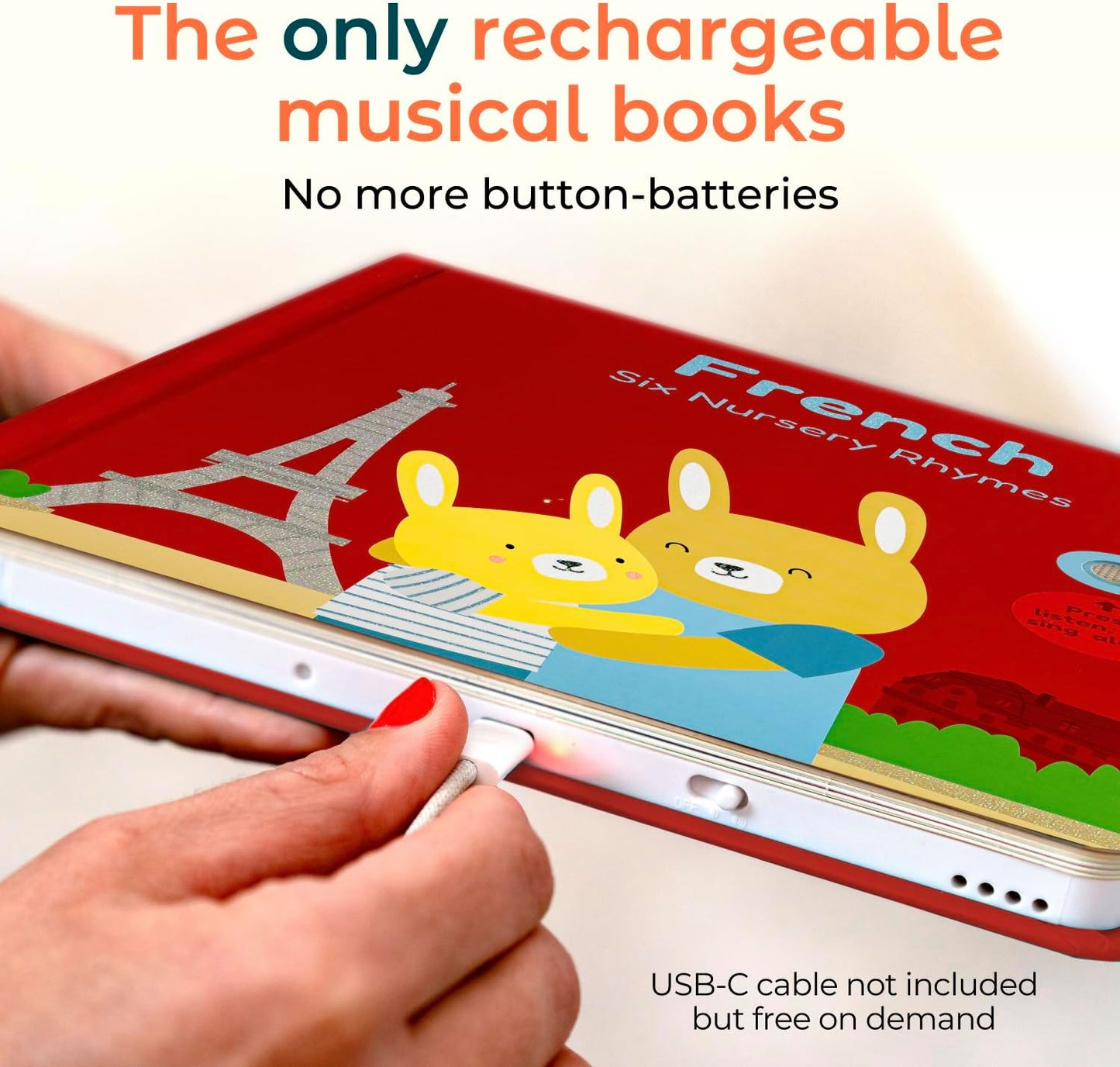 Cali's Books French Nursery Rhymes | New Rechargeable Sound Books | Sound Book for Toddlers 1-3 | Bilingual Books for 1 Year Old | | French Baby Book