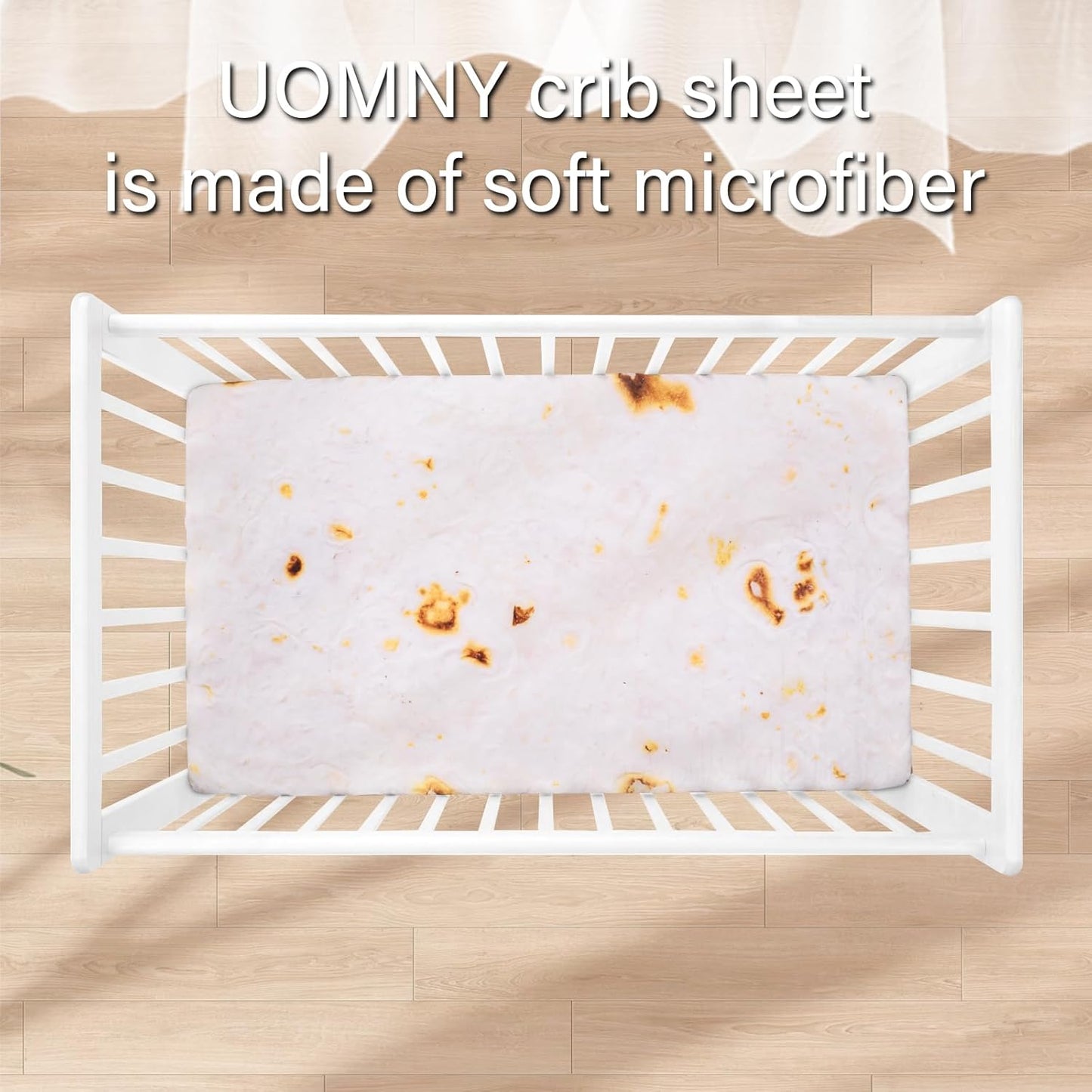 UOMNY Crib Sheet, Burritos Tortilla Crib Sheets Baby Sheet for Standard Crib and Toddler Mattresses Nursery Bedding Sheet Crib Mattress Sheets for Boys and Girls 1 Pack Toddler Sheet