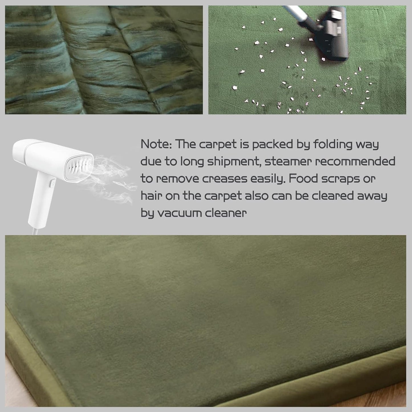 MAXYOYO Coral Velvet Area Rug, Thick Japanese Tatami Mat Living Room Carpet with Non-Slip Backing, Large Solid Color Mat for Bedroom Dormitory Yoga, Olive Green, 78 by 118 inch