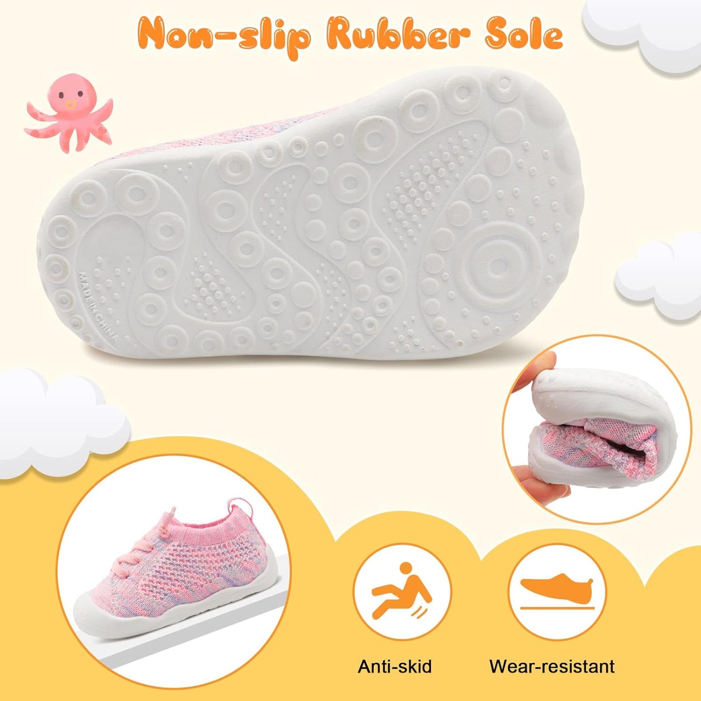 JIASUQI Baby Shoes for Toddler Boys Girls Sneakers Slip on Walking Shoes for Babies