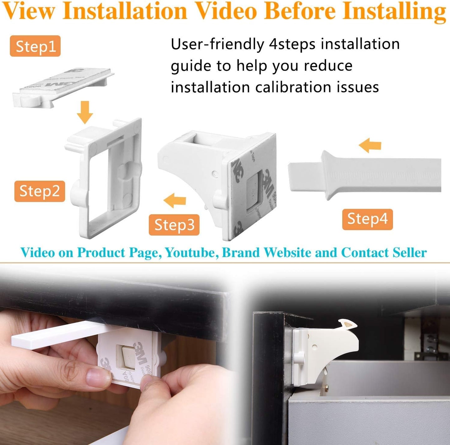 Vmaisi Adhesive Magnetic Locks for Cabinets & Drawers (10 Locks and 2 Keys)