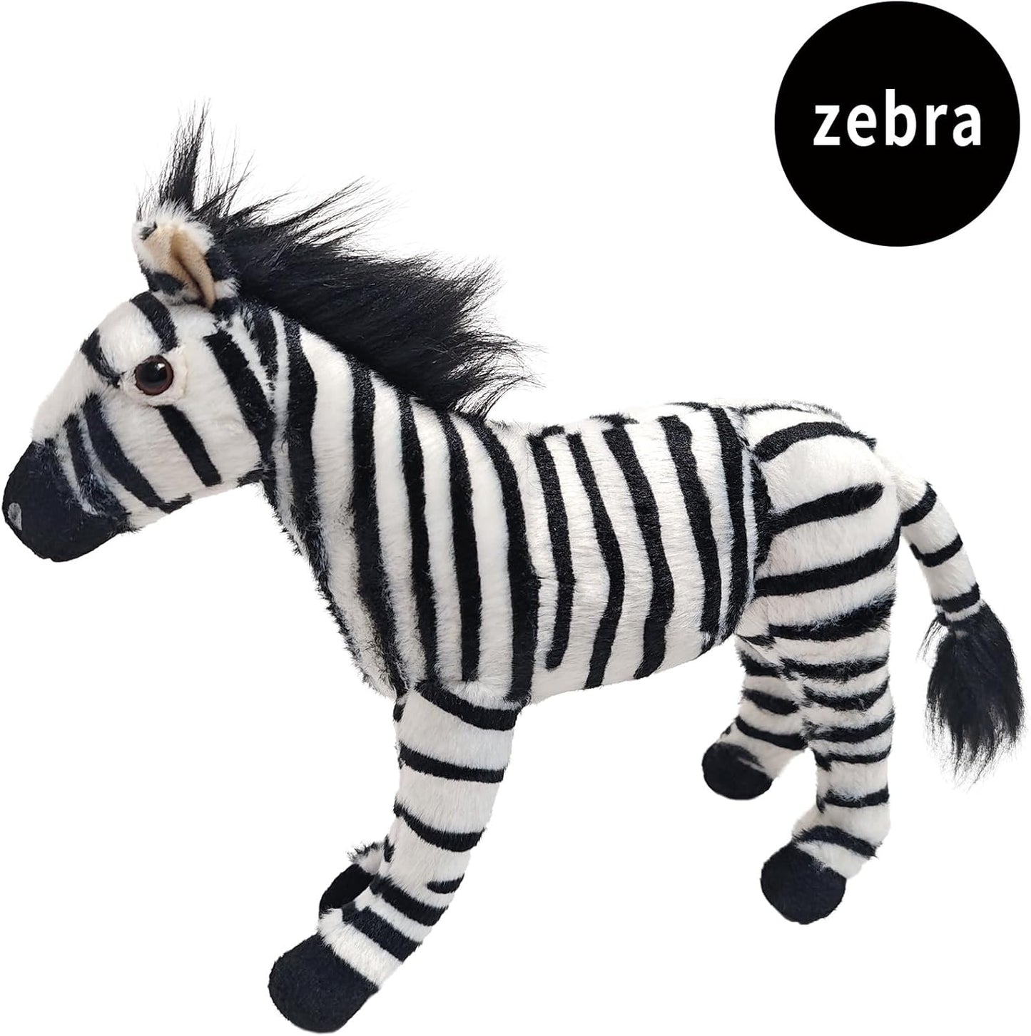 Zebra Stuffed Animal, Zebra Horse Baby Doll Realistic Plush Toy, Animal Stuffed Horse Plush Toy Gift for Girls Boys-10”