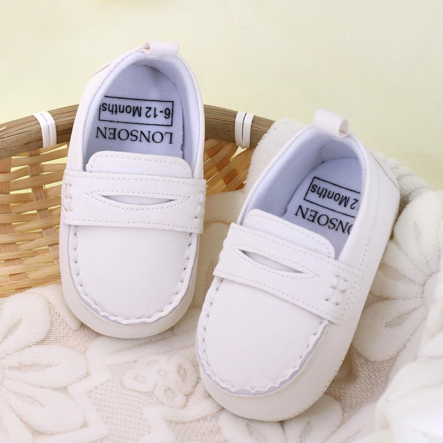 LONSOEN Baby Girls Boys Loafers Prewalker Dress Crib Shoes