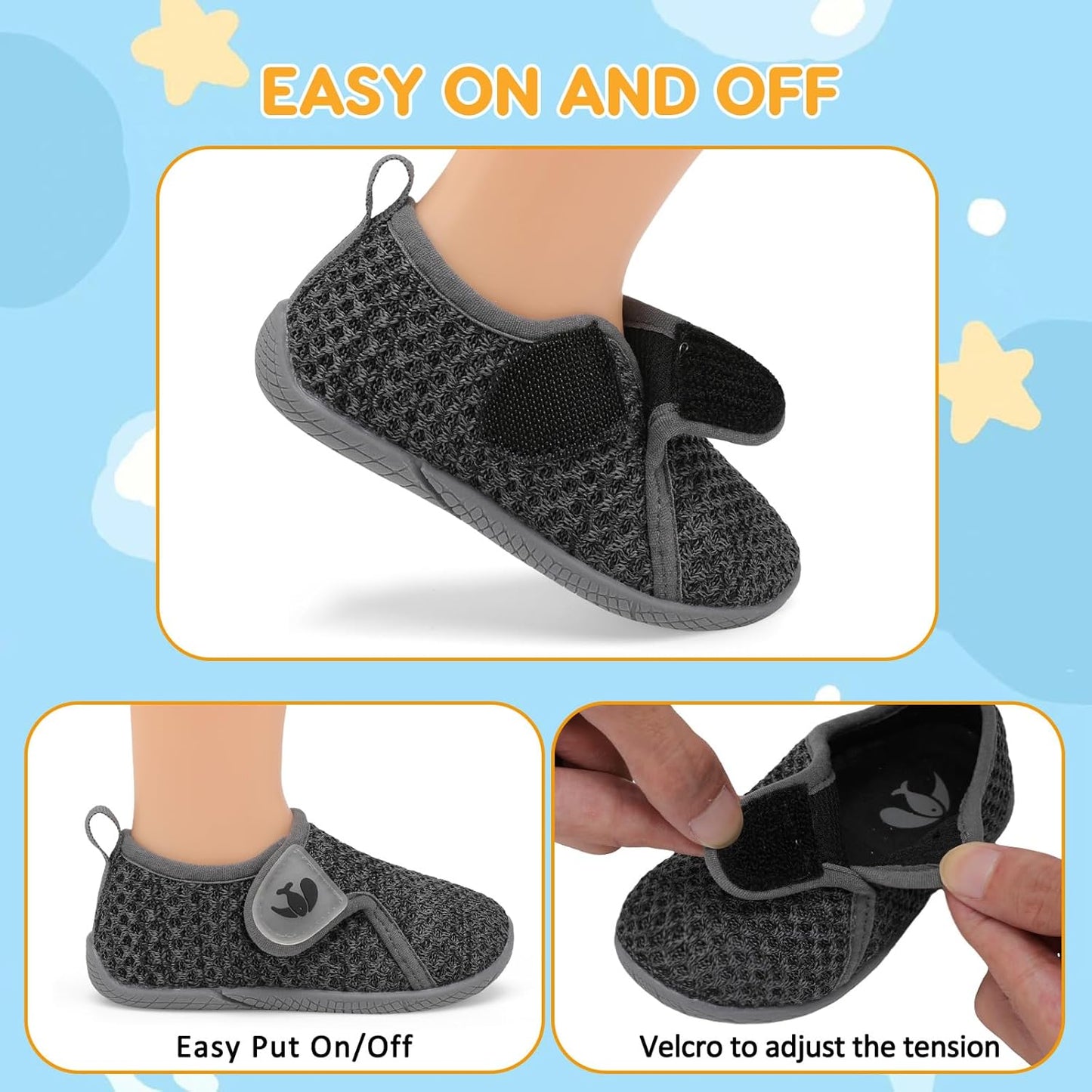 FEETCITY Toddler Walking Shoes Slip On Toddler Shoes Boys Girls Kids Sports Sneakers Casual School Shoes Barefoot Shoes