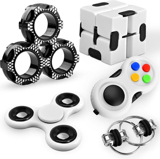 Fidget Toys Adults Set, Easter Basket Stuffers Gift for Kids Teen Cool Gadget Sensory Pack with Figette Spinner Cube ADHD Anxiety Relief Stress Magnetic Ring Office Desk Manget Toy for Boys