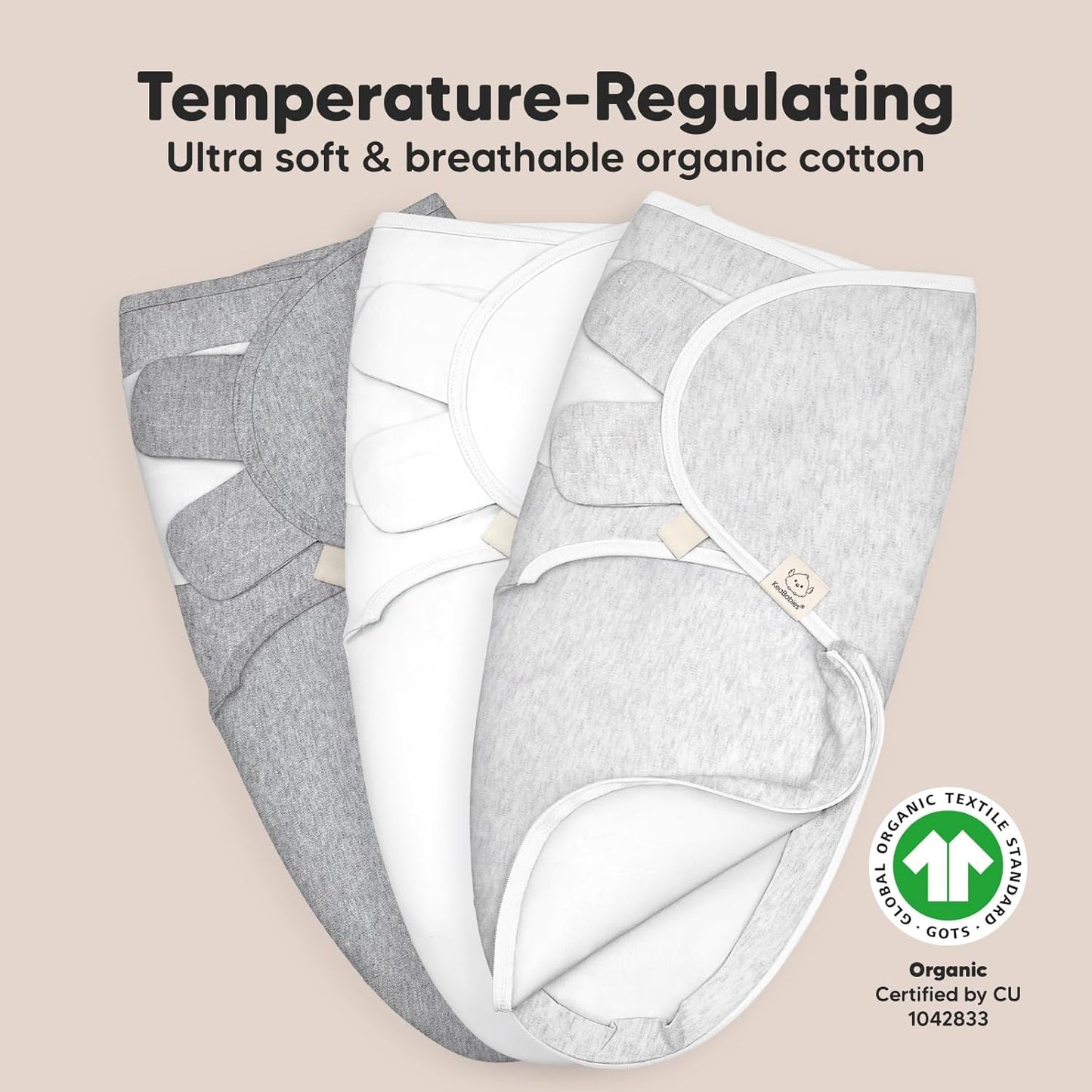 Baby Swaddle Sleep Sacks with Zipper - 3-Pack Swaddles for Newborns 3-6 Months, Infant, Baby Girls, Boys, Soft & Durable Newborn Sleep Sack, Easy Diaper Change Swaddling Blanket (Cloud, L)