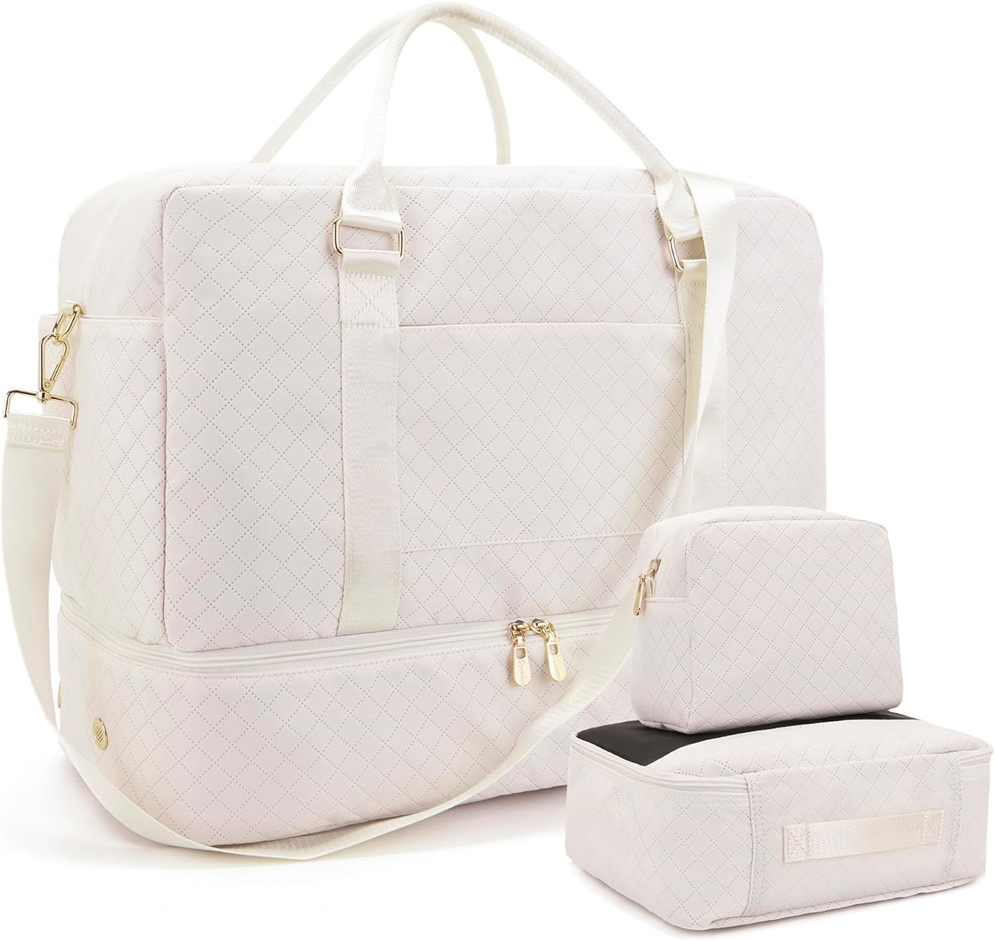 Soperwillton Women Travel Duffel Bags Carry On Overnight Bag with Shoe Compartment & Toiletry Pouch Gym Bag with Wet Pocket