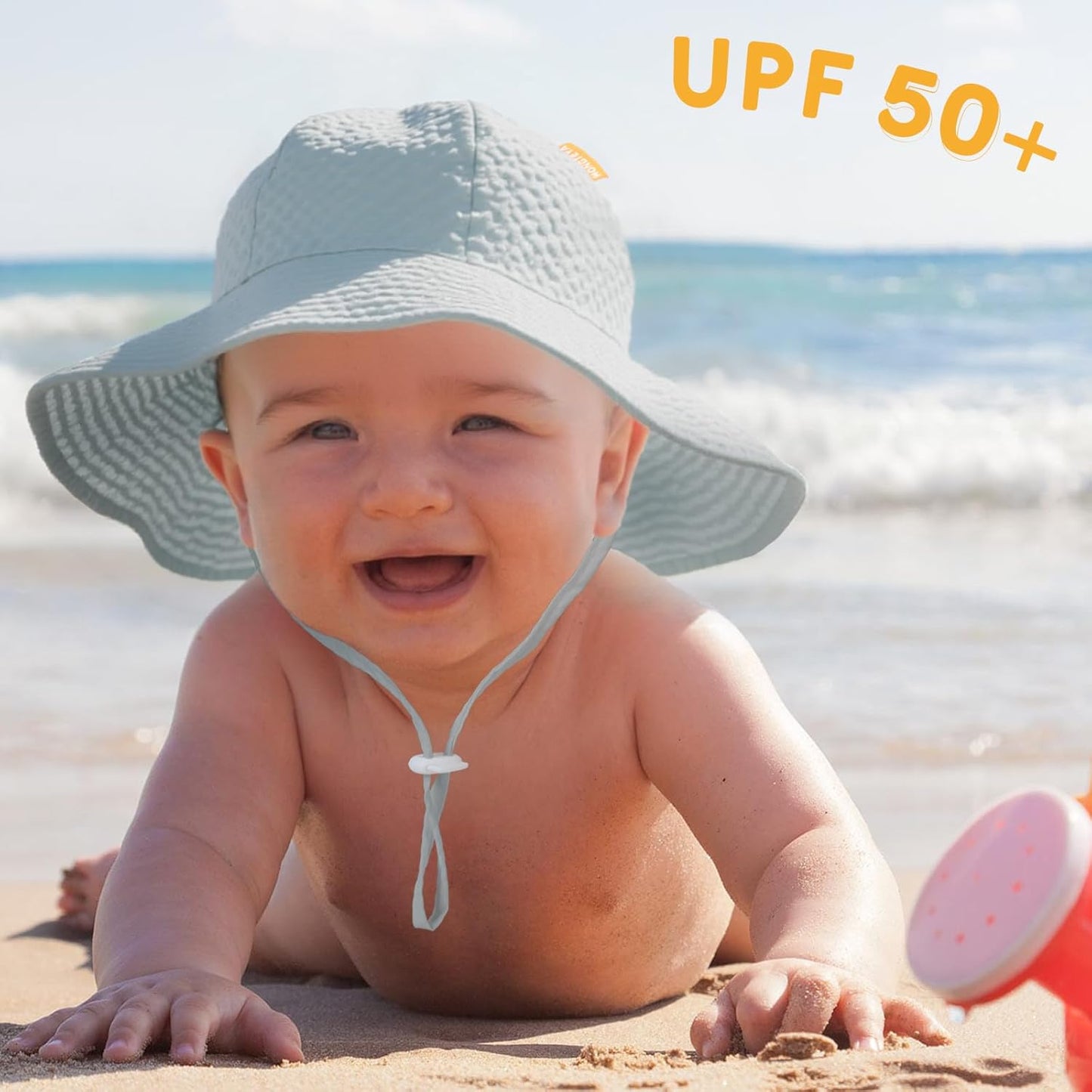 HONGTEYA Baby Sun Hat Toddler Girl Beach Hat Adjustable Outdoor Summer Hat UPF 50+ Sun Protection Wide Brim Infant Kids