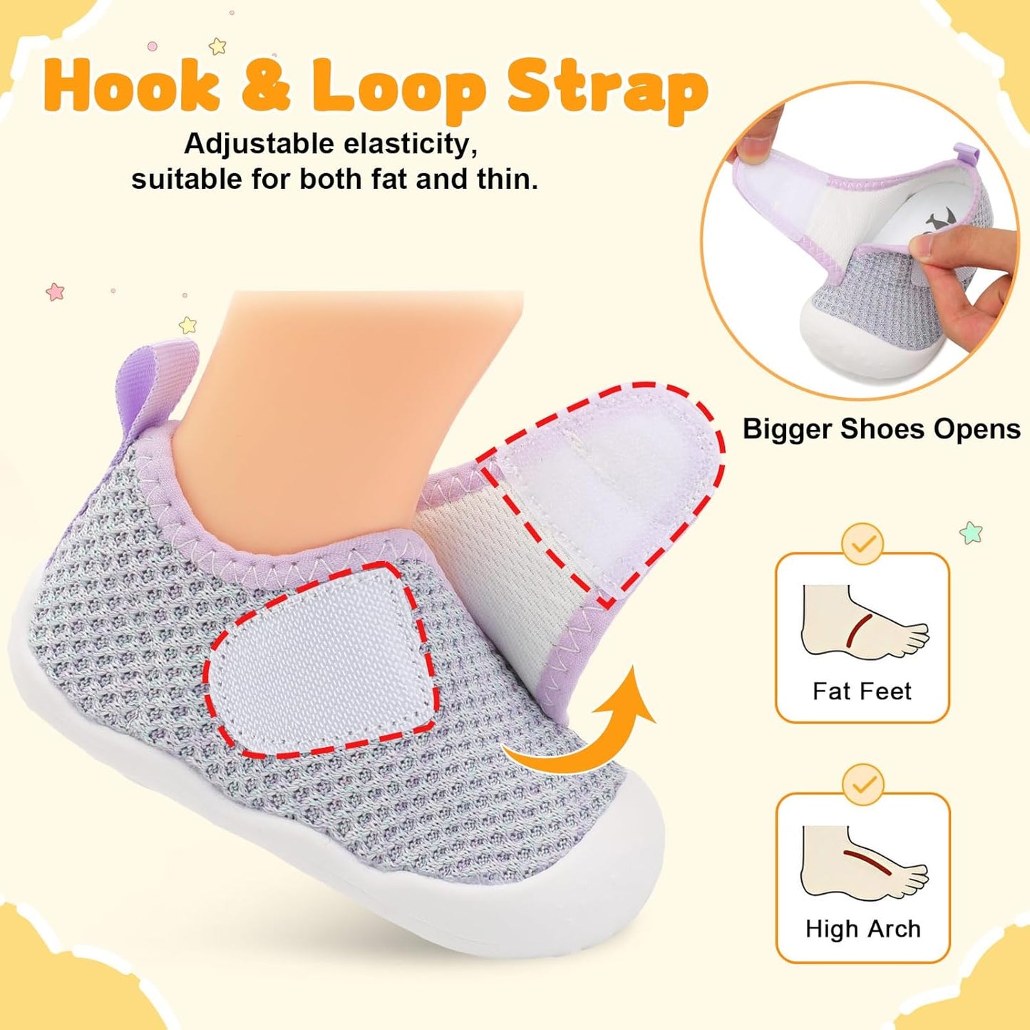 FEETCITY Baby First Walking Shoes Wide Baby Shoes Infant Sneakers Newborn Crib Shoe Barefoot Lightweight Slip On Shoe