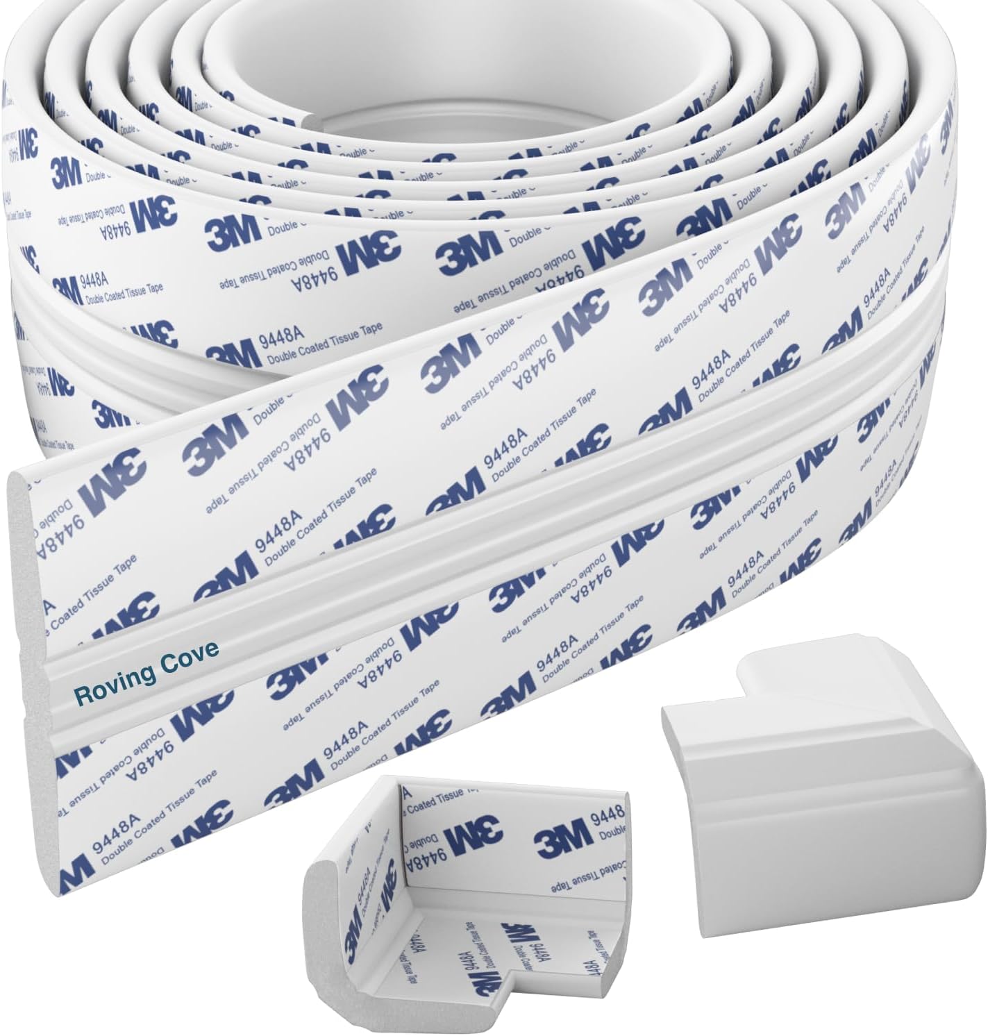 Roving Cove PreFit (Broad) Fireplace Edge Corner Protector (Extra Wide 9ft Edge 2 Corners), Baby Proofing Bumper Guards, Oyster White (Off White), Pre-Taped, for Straight Surfaces - New & Improved