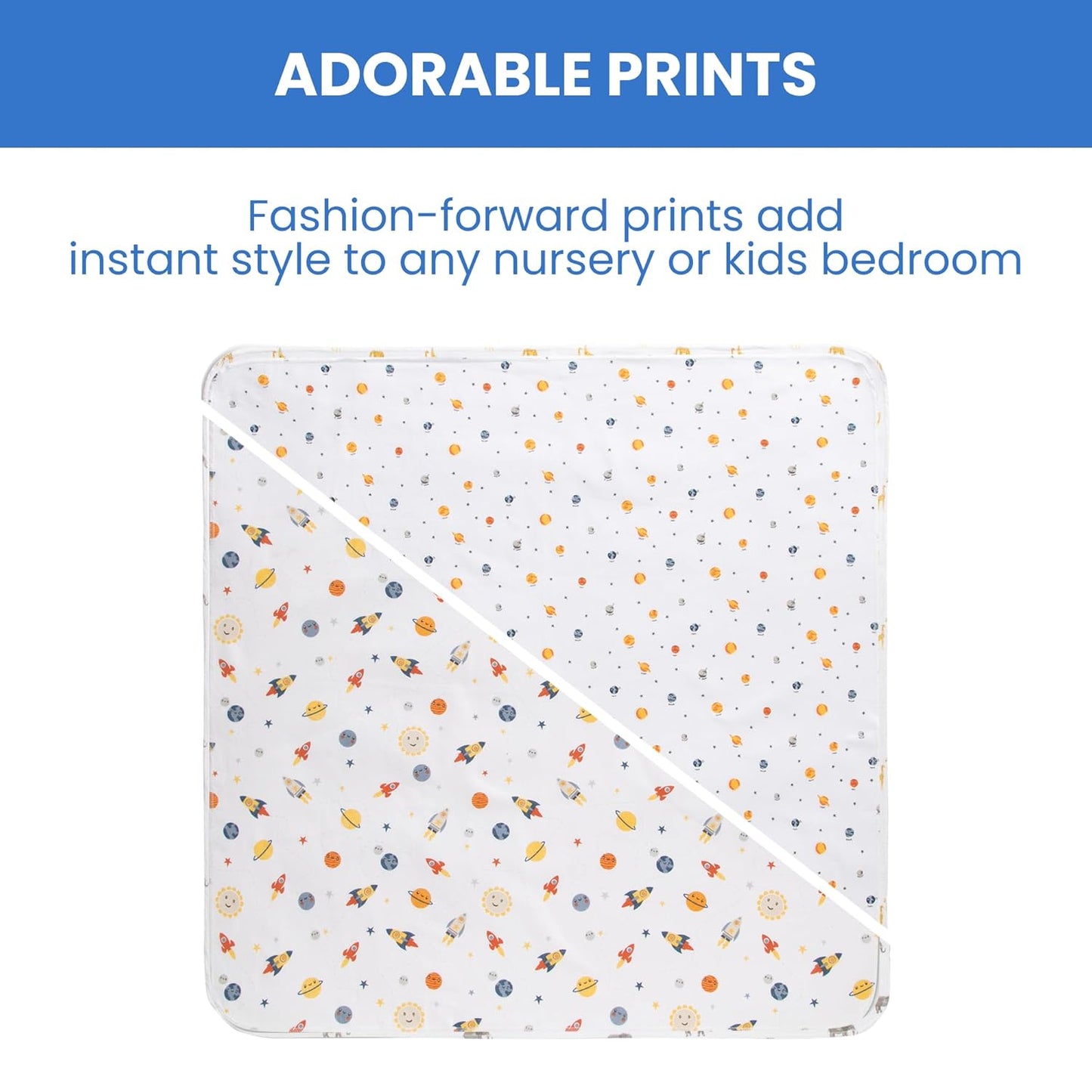 Delta Children 100% Cotton Flannel Baby Receiving Blankets for Girls and Boys – 30x30 Inches (Pack of 2), Space Exploration