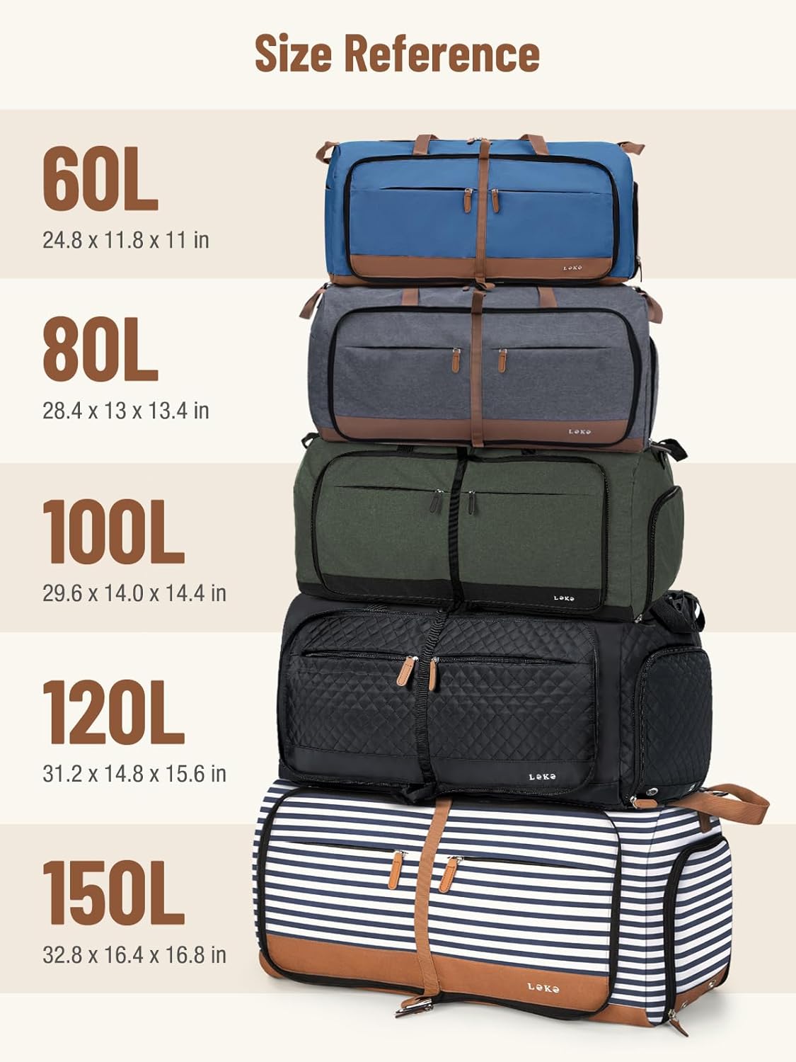 Lekesky Foldable Travel Duffel Bag for Women, 80L Large Duffle Bag with Separate Shoes Compartments & Straps, Carry On Weekend Bag for Women, Hospital, Overnight(Navy Blue)